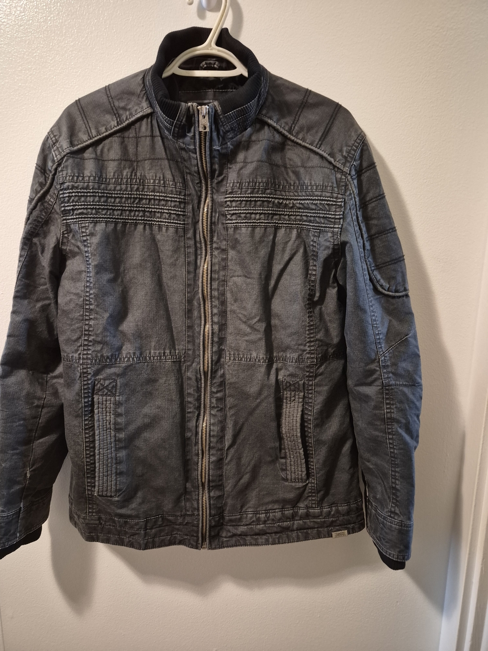 Men's Casual Zip-Front Jacket - Charcoal Gray